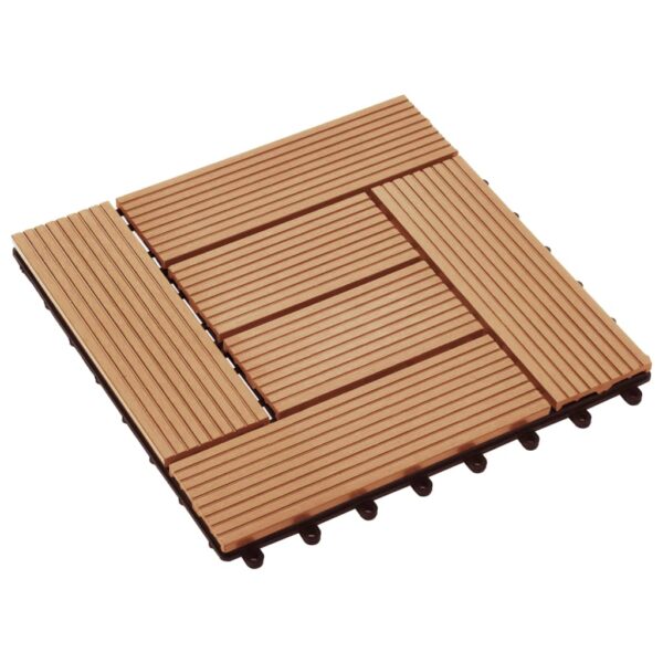 vidaXL 11 pcs Decking Tiles WPC 11.8"x11.8" 1 sqm Teak Color - Image 3