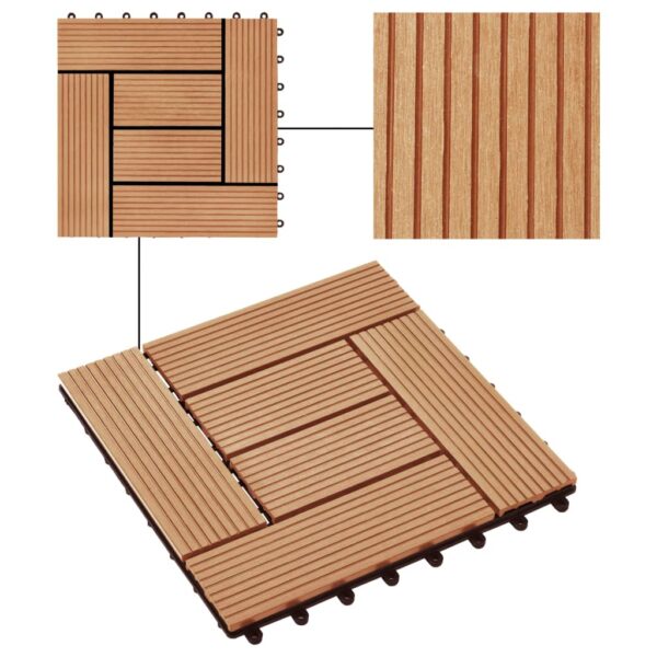 vidaXL 11 pcs Decking Tiles WPC 11.8"x11.8" 1 sqm Teak Color - Image 4