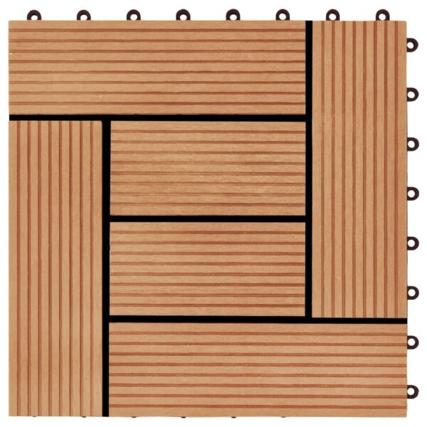 vidaXL 11 pcs Decking Tiles WPC 11.8"x11.8" 1 sqm Teak Color - Image 5