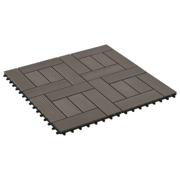 vidaXL 11 pcs Decking Tiles WPC 11.8"x11.8" 1 sqm Dark Brown - Image 2