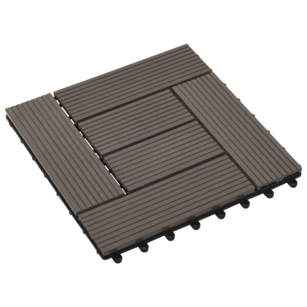 vidaXL 11 pcs Decking Tiles WPC 11.8"x11.8" 1 sqm Dark Brown - Image 3