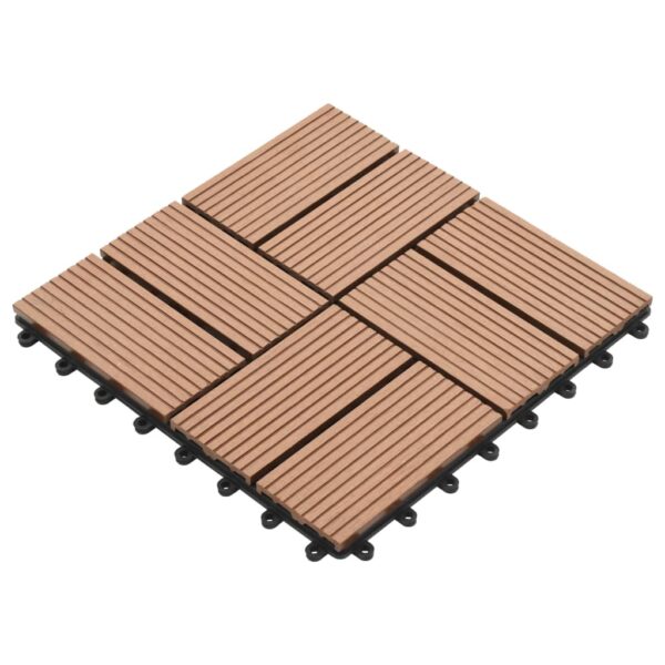 vidaXL 11 pcs Decking Tiles WPC 11.8"x11.8" 1 sqm Brown - Image 3