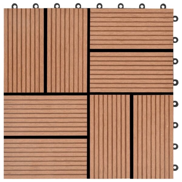 vidaXL 11 pcs Decking Tiles WPC 11.8"x11.8" 1 sqm Brown - Image 5