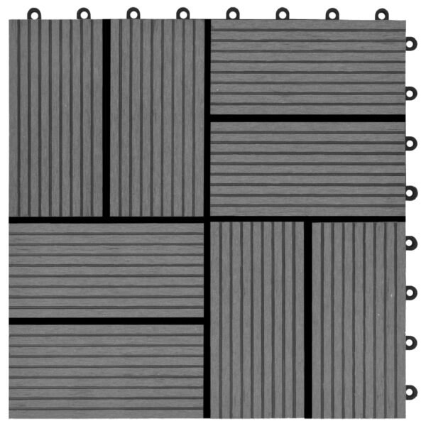 vidaXL 11 pcs Decking Tiles WPC 11.8"x11.8" 1 sqm Gray - Image 5