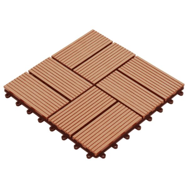 vidaXL 11 pcs Decking Tiles WPC 11.8"x11.8" 1 sqm Teak Color - Image 3