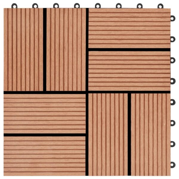 vidaXL 11 pcs Decking Tiles WPC 11.8"x11.8" 1 sqm Teak Color - Image 5