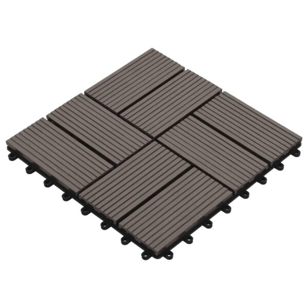 vidaXL 11 pcs Decking Tiles WPC 11.8"x11.8" 1 sqm Dark Brown - Image 3