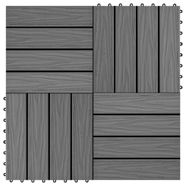 vidaXL 11 pcs Decking Tiles Deep Embossed WPC 11.8"x11.8" 1 sqm Gray