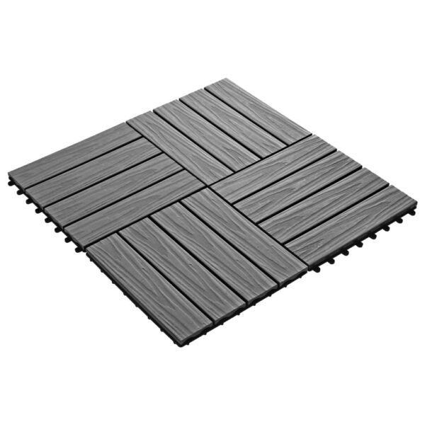 vidaXL 11 pcs Decking Tiles Deep Embossed WPC 11.8"x11.8" 1 sqm Gray - Image 2