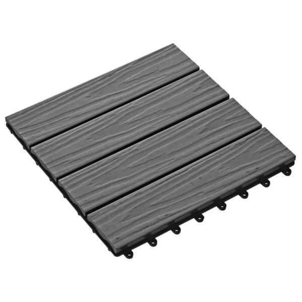 vidaXL 11 pcs Decking Tiles Deep Embossed WPC 11.8"x11.8" 1 sqm Gray - Image 3