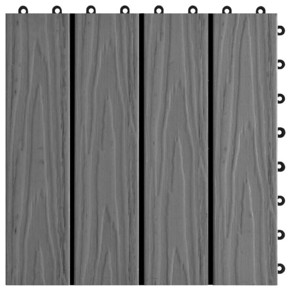 vidaXL 11 pcs Decking Tiles Deep Embossed WPC 11.8"x11.8" 1 sqm Gray - Image 5