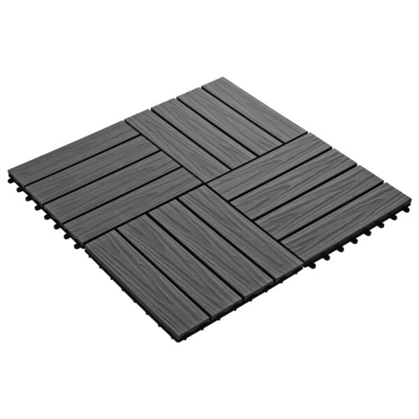 vidaXL 11 pcs Decking Tiles Deep Embossed WPC 11.8"x11.8" 1 sqm Black - Image 2