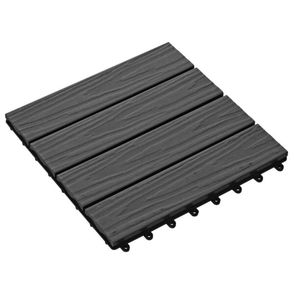 vidaXL 11 pcs Decking Tiles Deep Embossed WPC 11.8"x11.8" 1 sqm Black - Image 3