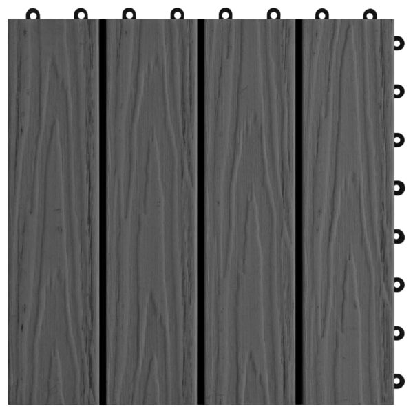 vidaXL 11 pcs Decking Tiles Deep Embossed WPC 11.8"x11.8" 1 sqm Black - Image 5