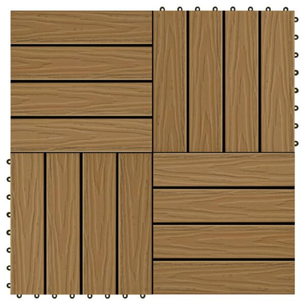 vidaXL 11 pcs Decking Tiles Deep Embossed WPC 11.8"x11.8" 1 sqm Teak Color