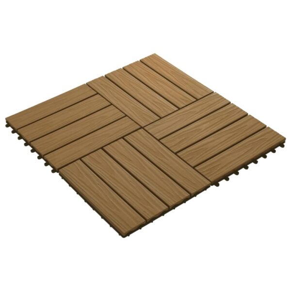 vidaXL 11 pcs Decking Tiles Deep Embossed WPC 11.8"x11.8" 1 sqm Teak Color - Image 2