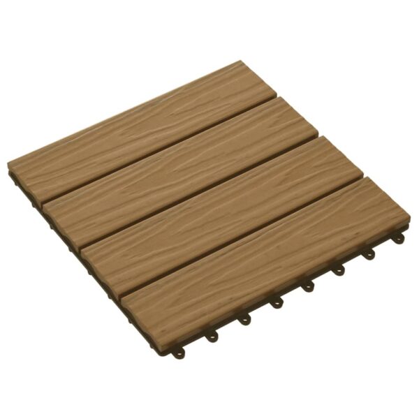 vidaXL 11 pcs Decking Tiles Deep Embossed WPC 11.8"x11.8" 1 sqm Teak Color - Image 3