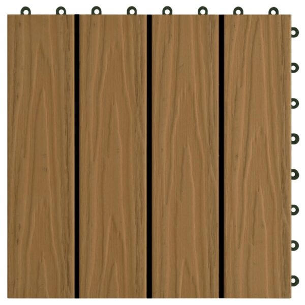 vidaXL 11 pcs Decking Tiles Deep Embossed WPC 11.8"x11.8" 1 sqm Teak Color - Image 5