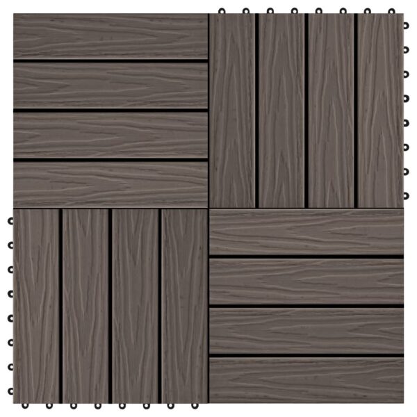 vidaXL 11 pcs Decking Tiles Deep Embossed WPC 11.8"x11.8" 1 sqm Dark Brown