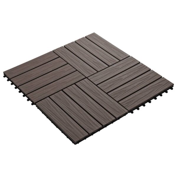 vidaXL 11 pcs Decking Tiles Deep Embossed WPC 11.8"x11.8" 1 sqm Dark Brown - Image 2