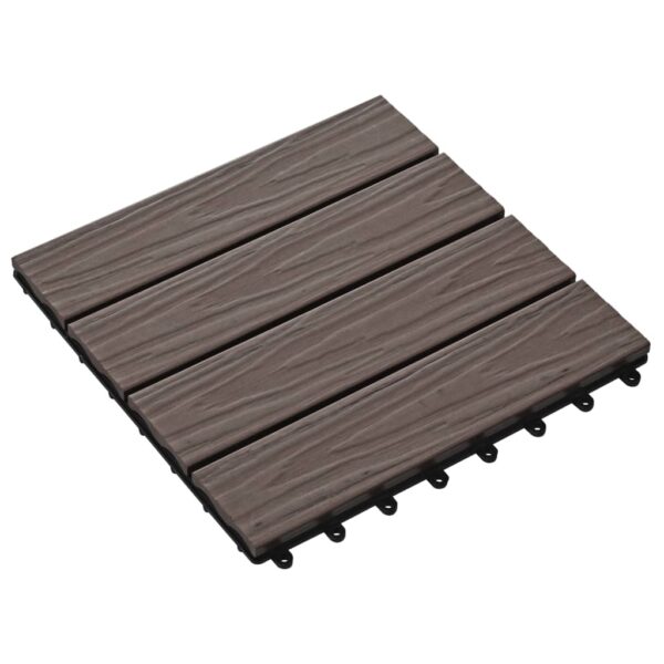 vidaXL 11 pcs Decking Tiles Deep Embossed WPC 11.8"x11.8" 1 sqm Dark Brown - Image 3