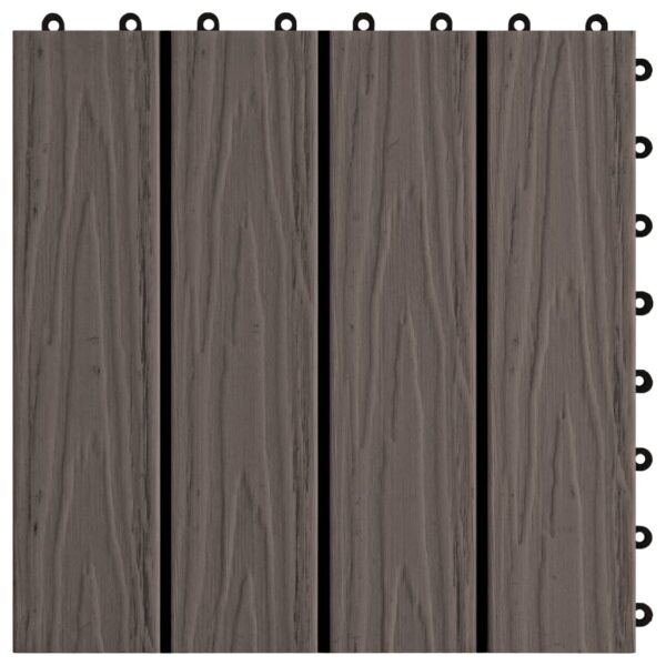 vidaXL 11 pcs Decking Tiles Deep Embossed WPC 11.8"x11.8" 1 sqm Dark Brown - Image 5