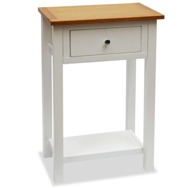 vidaXL End Table 19.7"x12.6"x29.5" Solid Oak Wood