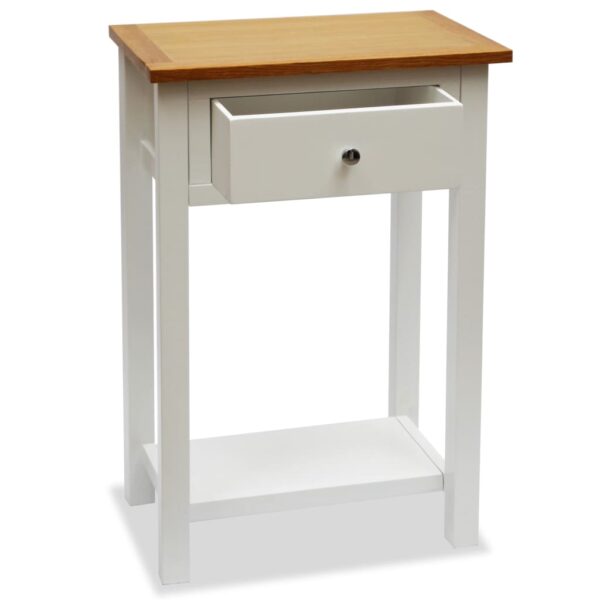 vidaXL End Table 19.7"x12.6"x29.5" Solid Oak Wood - Image 2