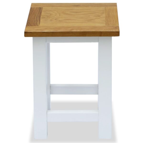 vidaXL End Table 10.6"x9.4"x14.6" Solid Oak Wood - Image 2