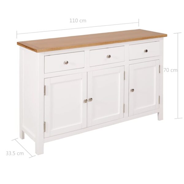 vidaXL Sideboard 43.3"x13.2"x27.6" Solid Oak Wood - Image 10