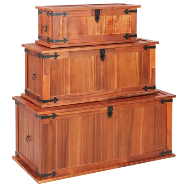 vidaXL Storage Chests 3 pcs Solid Acacia Wood