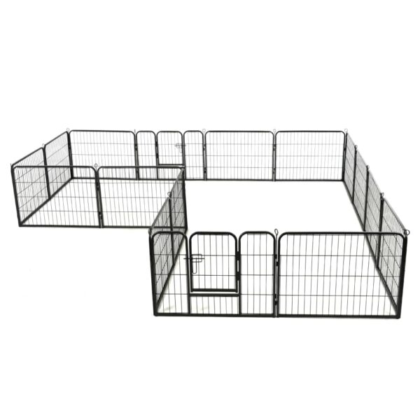 vidaXL Dog Playpen 16 Panels Steel 31.5"x23.6" Black - Image 3