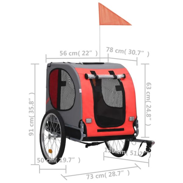 vidaXL Pet Bike Trailer Red and Black - Image 7