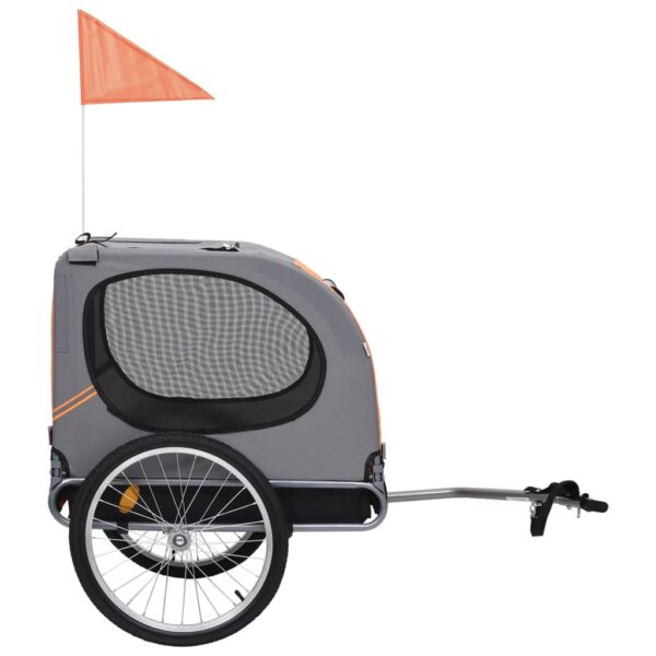 vidaXL Pet Bike Trailer Orange and Gray - Image 2