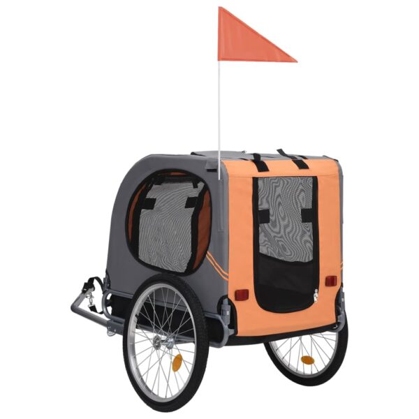 vidaXL Pet Bike Trailer Orange and Gray - Image 3