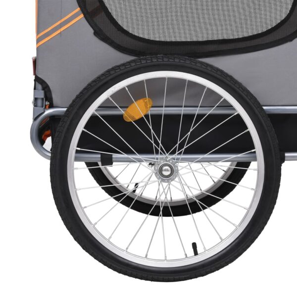 vidaXL Pet Bike Trailer Orange and Gray - Image 4