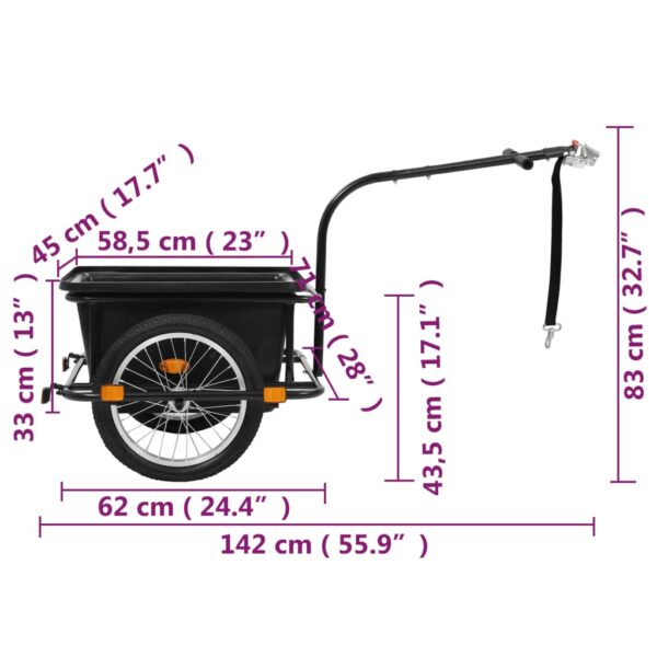 vidaXL Bike Trailer Black 13.2 gal - Image 8