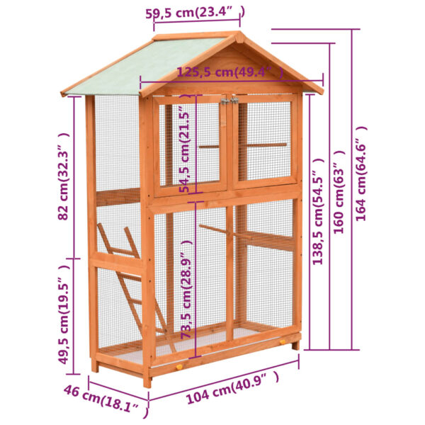 vidaXL Bird Cage Solid Pine & Fir Wood 49.4"x23.4"x64.6" - Image 9