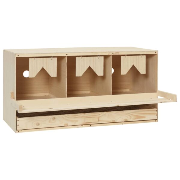 vidaXL Chicken Laying Nest 3 Compartments 28.3"x13"x15" Solid Pine Wood - Image 3