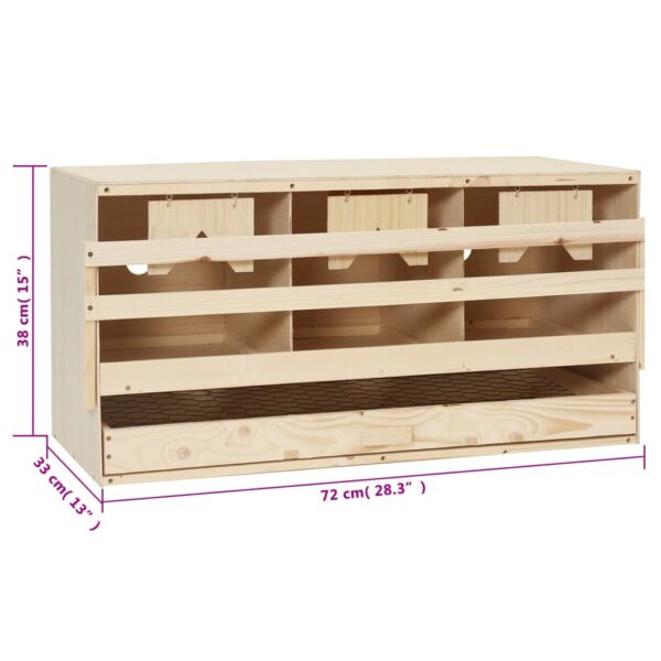 vidaXL Chicken Laying Nest 3 Compartments 28.3"x13"x15" Solid Pine Wood - Image 7