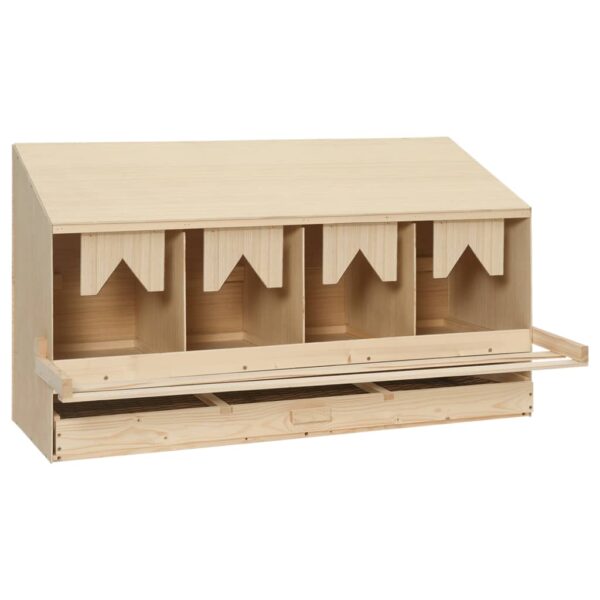 vidaXL Chicken Laying Nest 4 Compartments 41.7"x15.7"x23.2" Solid Pine Wood - Image 3