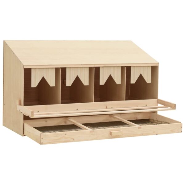 vidaXL Chicken Laying Nest 4 Compartments 41.7"x15.7"x23.2" Solid Pine Wood - Image 4