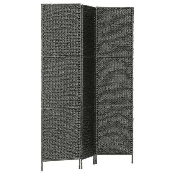 vidaXL 3-Panel Room Divider Black 45.7"x63"  Water Hyacinth - Image 2