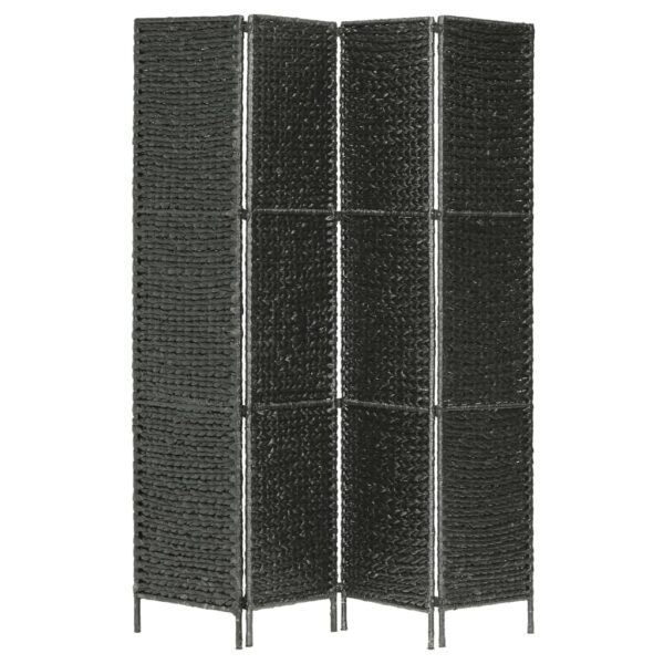 vidaXL 4-Panel Room Divider Black 60.6"x63"  Water Hyacinth - Image 2