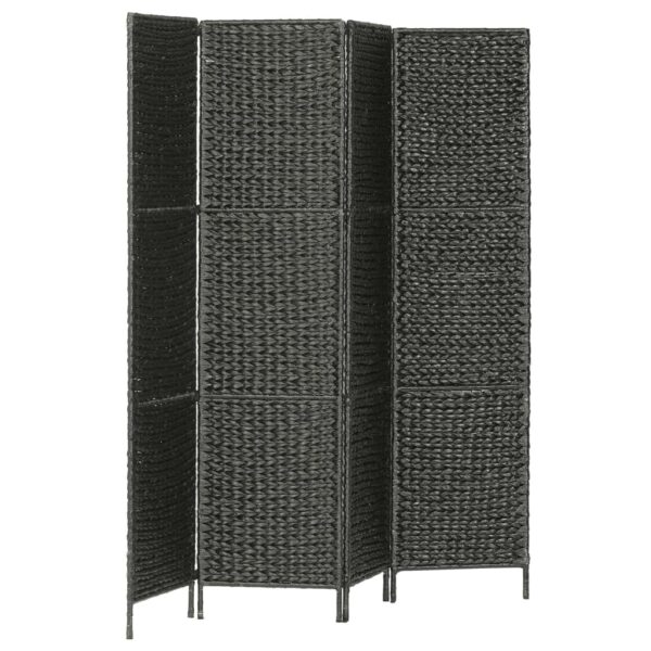 vidaXL 4-Panel Room Divider Black 60.6"x63"  Water Hyacinth - Image 3