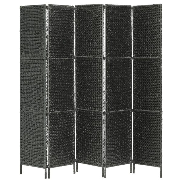 vidaXL 5-Panel Room Divider Black 76"x63" Water Hyacinth - Image 3