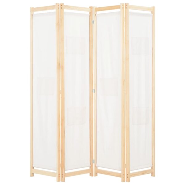 vidaXL 4-Panel Room Divider Cream 62.9"x66.9"x1.6" Fabric