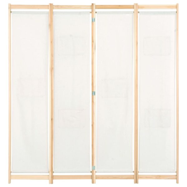 vidaXL 4-Panel Room Divider Cream 62.9"x66.9"x1.6" Fabric - Image 2