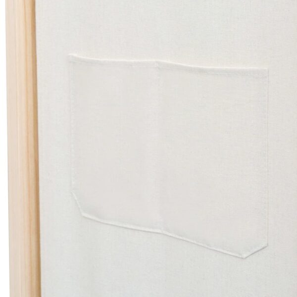 vidaXL 4-Panel Room Divider Cream 62.9"x66.9"x1.6" Fabric - Image 7