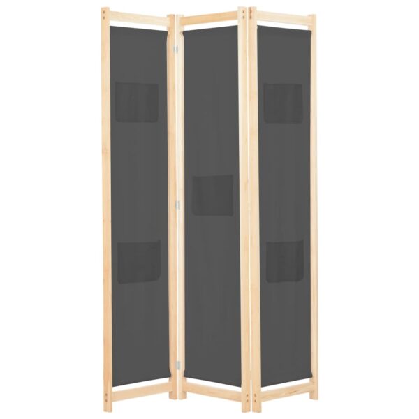 vidaXL 3-Panel Room Divider Gray 47.2"x66.9"x1.6" Fabric